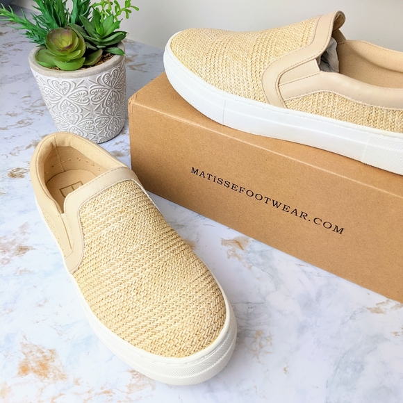 Bailey Natural Slip On Tan Straw Sneakers Preppy Women's 8 - Picture 6 of 7